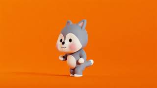 Wolf Character Cartoon Chibi Kawaii Rigged Animated Low-poly 3D model