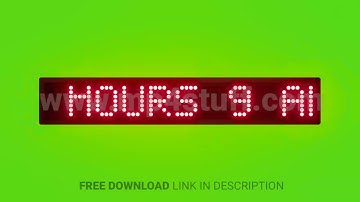 Office Hours 9 Am to 6 Pm Scrolling Red Dot Matrix LED Text Animation on Green Screen Seamless Loop