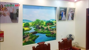Vẽ tranh tường 3D cảnh đồng quê tại gia đình ở Sơn Tây, Hà Nội - TT173LHAR