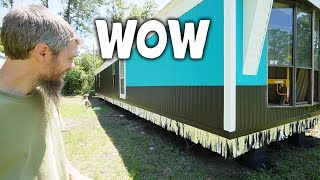 Floating Glitter Fringe Skirting - 1984 Salvaged Mobile Home Rebuild