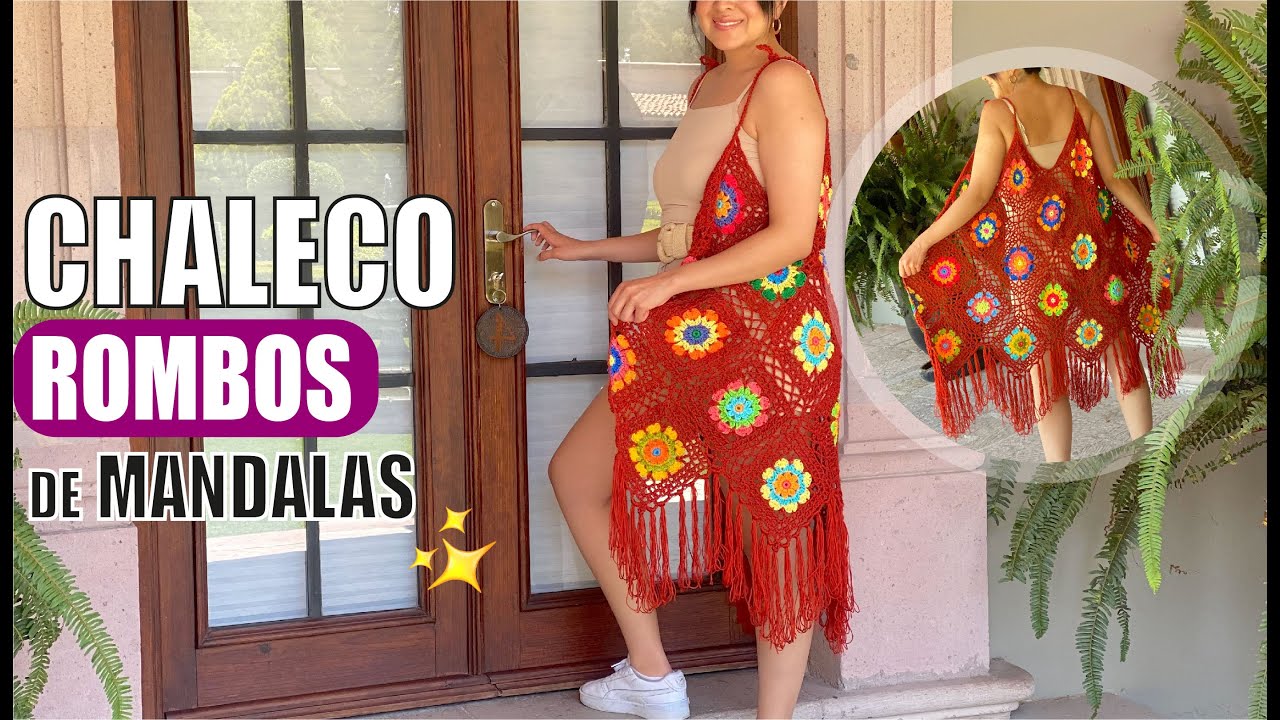 ​💮 Cómo TEJER EN GANCHO O CROCHET UN CHALECO DE MANDALAS Y ROMBOS | Yo Tejo con Laura Cepeda ​💮