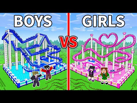 BOYS vs GIRLS ROLLER COASTER Battle in Minecraft!