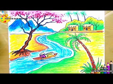 Vẽ tranh Dòng sông quê hương/How to draw River - YouTube