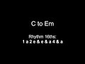 Key of G - C to Em - Rhythm 16ths - 1 a 2 e &amp; e &amp; a 4 &amp; a