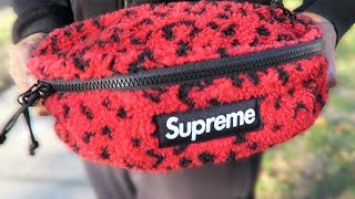 Supreme Red Leopard Fleece Waist Bag • Trying On & Packing