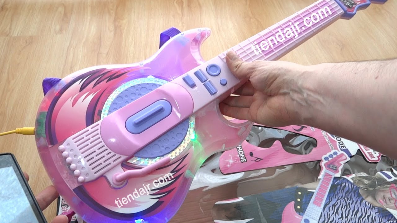 Juego De Guitarra Y Micrófono Para Niños - Con Luces, Altura Ajustable, Ideal Para Aprender Música (3-8 Años