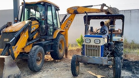 JCB 3dx Backhoe Machine Loading Red Mud In Swaraj 843 XM and Newholland 4010 Tractors | Jcb Tractor
