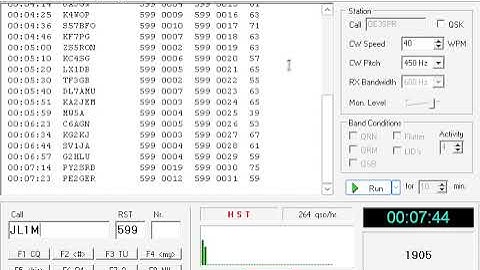 OE3SPR Morse Runner skills as of Aug 2023 (2474 pts)
