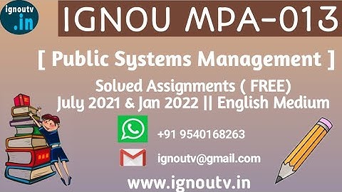 IGNOU MPA-013 Solved Assignment July 2021 & Jan 2022 [FREE] || IGNOU MPA || IGNOU TV || IGNOU ||