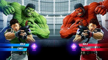 Hulk & Chris vs Red Hulk & Chris (Very Hard) Marvel vs Capcom | 4K UHD Gameplay
