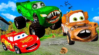 Lightning McQueen and MATER vs Zombie FOREST BALAZ Pixar cars Zombie apocalypse in  BeamNG.drive