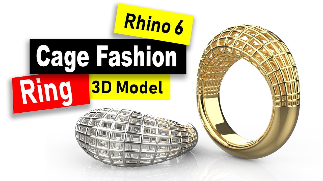 3D modeling of cage fashion ring design in Rhino 6: CAD jewelry design tutorial #93