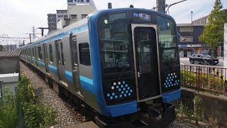 1269F E131系 G-12編成 相模線各駅停車橋本行ワンマン列車が海老名駅2番線に入線するシーン