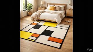 Modern Geometric Wool Rug White Abstract Mondrian Style Area Carpet Teppich Homes Thtrt350