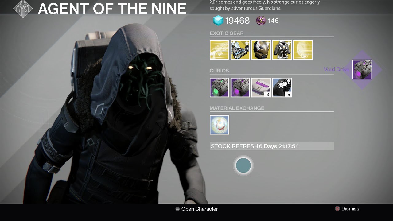 Xur's Location and Exotic Gear and Weapons!! October 2nd - 3rd Destiny