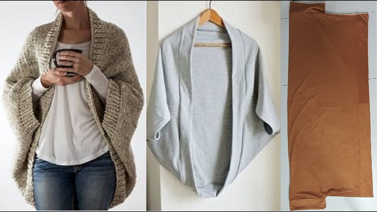 DIY - Easy shawl cardigan cutting and sewing - lesson 326 - YouTube