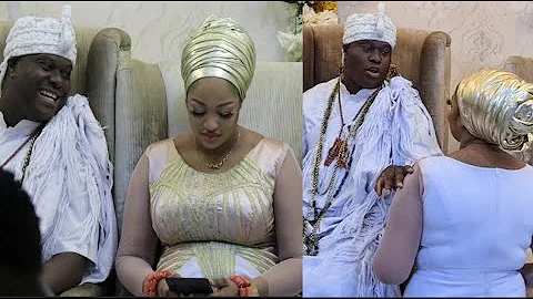 Ooni Of Ife Smiles! Ooni's wife Goes Down On Her Knees To Welcome Him To Her Birthday Dinner Party