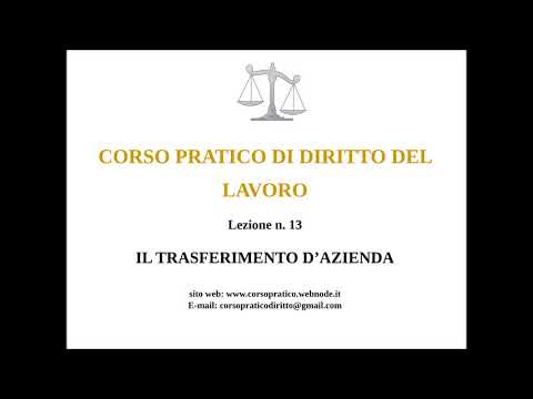 13. IL TRASFERIMENTO D&rsquo;AZIENDA