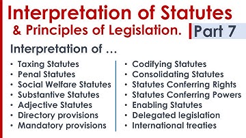 Interpretation of Statutes & Principles of Legislation LLB Syllabus Revision Notes Lecture - Part 7