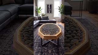 Epic glowing river stone table ✨ #epoxyresin #resinart #epoxytable #diy #interiordesign