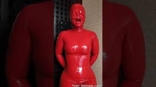 hot red latex hood breathplay #latex #latexhood #latexoutfit #sweating #shiny #breathplay
