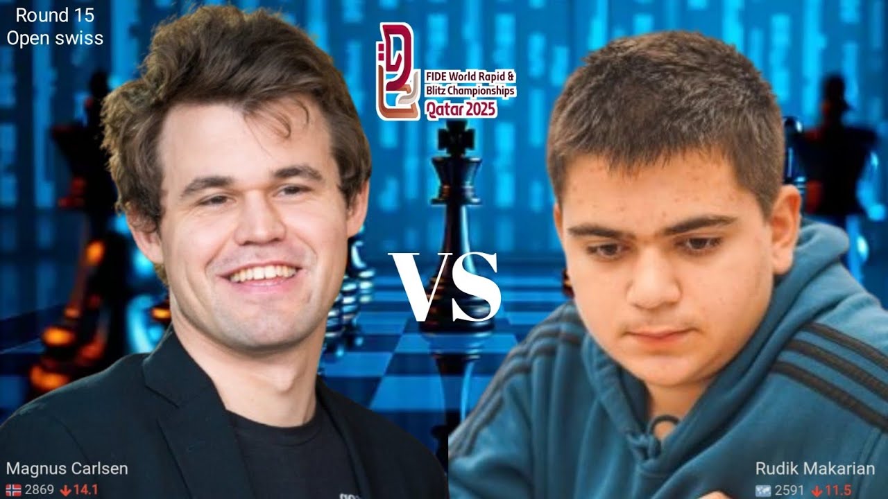 World blitz!! ⚡Magnus Carlsen vs Rudik Makarian in FIDE World Blitz Championship 2025