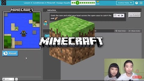 How to Code MINECRAFT in Code.org: Course E Lesson 3: Minecraft Voyage Aquatic Puzzle 1-3