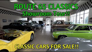 CLASSIC CARS FOR SALE!! Route 65 Classics Showroom Tour  Lot Walk  classic cars  muscle cars