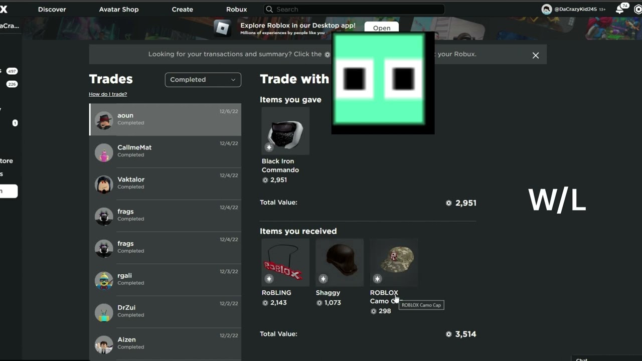 Was This A W Or An L Roblox Trading Black Iron Commando YouTube 