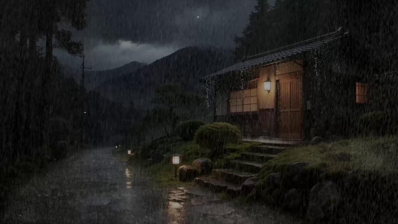 Ease Stress Rainfall Surrounding Wooden Roof for Deep Sleep and Serenity