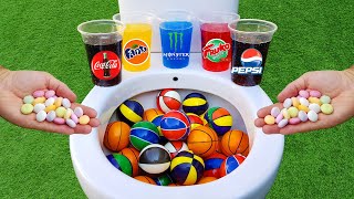 Basketball vs Fruity Mentos, Coca Cola, Monster, Fanta, Pepsi, Fruko and Mentos in the toilet