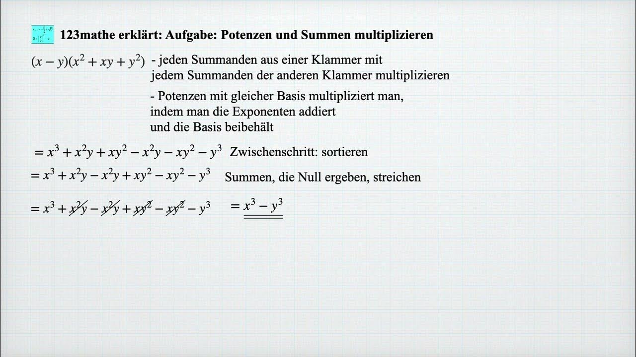 Potenzen multiplizieren und Klammer auflösen YouTube