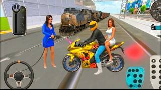 Yellow Brand New Bike Vs Bullet Train 3d Driving Class android game play video || Bike Game #cargame screenshot 4
