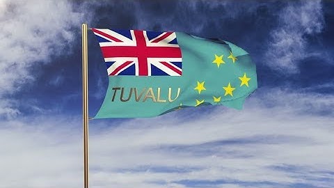 4K Tuvalu flag with title waving in the wind. Looping sun rises style. Animation loop Stock video