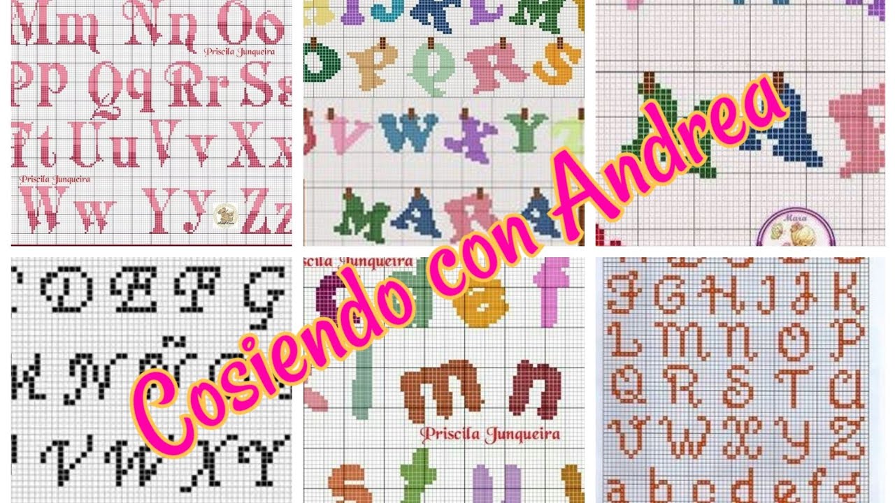 graficos punto de cruz #76 //cross stitch beautiful// abecedario// cosiendo con Andrea.
