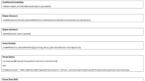 Excel Magic Trick 1375 Add w OR Logical Test from 2 Different Columns in 2 Diff. Tables (6 Examples)