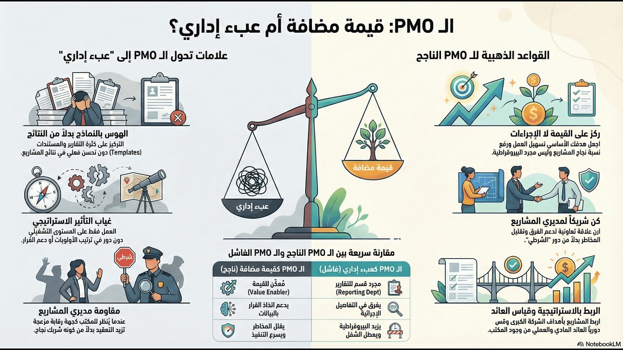 الحلقة 4: متى يتحول الـ PMO من قيمة مضافة إلى عبء إداري؟ |  سلسلة PMO : من الصفر للاحتراف