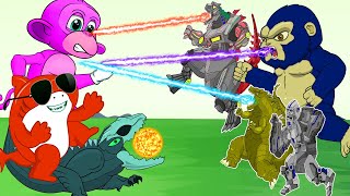 Rainbow Godzilla vs. Baby Monkey, Sharkzilla : Skillet Monster Cartoon EVOLUTION on Helicopter Chase