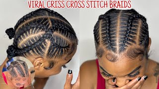 How to do 4 Criss Cross Stitch Braids into buns