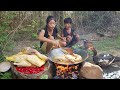 Survival in forest: Found and catch duck for food in jungle - Duck curry delicious for lunch