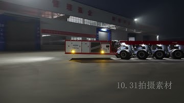SPMT, 10 axle SPMT evening testing in China heavy transporter factory, www modulestrailer.com