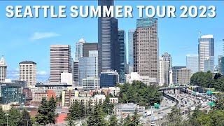 🇺🇸 Seattle City Summer Tour 2023 | Downtown Seattle Bus Tour | Seattle Skyscrapers & Architecture ☀️