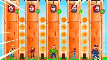 Scary Teacher 3D vs Squid Game WoodWheel Level Max vs Domino Honeycomb Candy Shape 5 Times Challenge