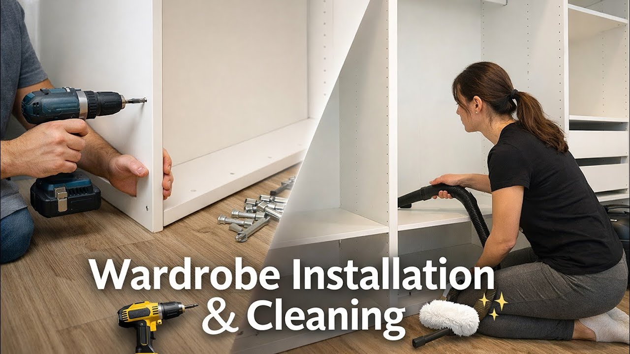 Wardrobe Installation & Cleaning Process | Bedroom Closet Assembly ASMR | Calm Renovation Cleaning