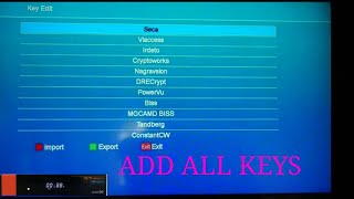 how to Add a biss key and  power vu key on GT media v8 nova 2021 screenshot 2