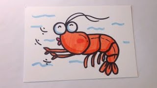 How to Draw a Prawn Real Easy for Beginners / How to Draw Shrimp Step by Step