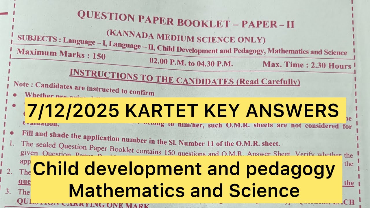 KARTET 2025 PAPER-2 key answers ,child development&pedagogy, mathematics&science #viralvideosviral 