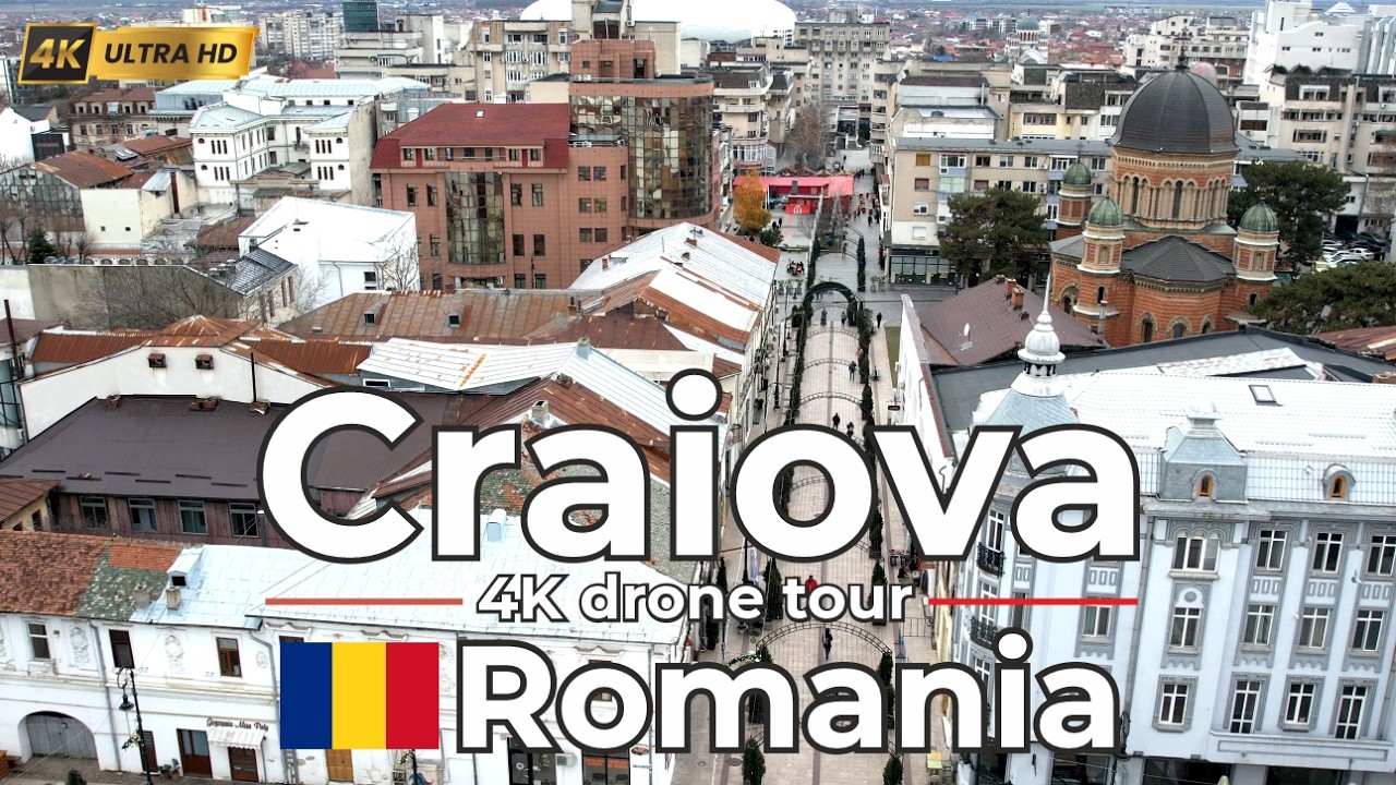 🇷🇴 Крайова, Румыния – 4K-тур с дрона – Живописный вид на культурный город