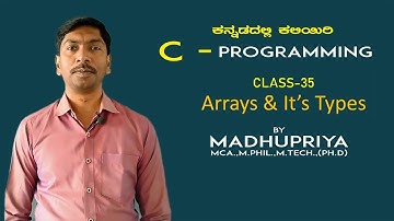 C-Programming in Kannada | Class35 |  Arrays & It