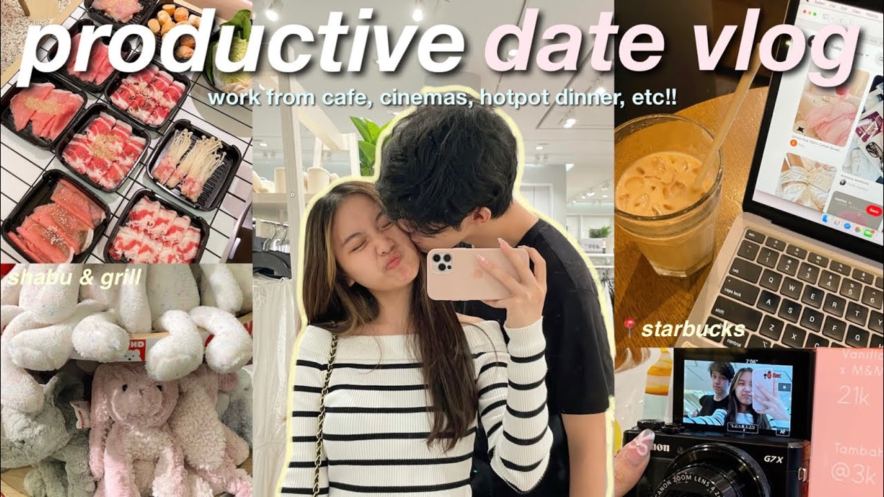 PRODUCTIVE DATE VLOG : work at starbucks, cinemas, hotpot dinner *a bit chaotic* 🧸💗‧₊˚✩彡